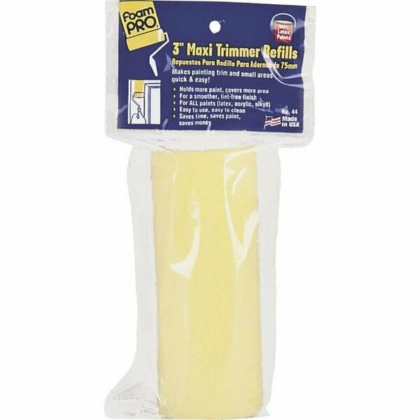 Foampro Trim Roller Refill, 3/8 in Thick Nap, 3 in L, Foam Cover 44